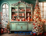 Christmas kitchen scene backdrop
 photographers backdrop
60" high and 80" wide 
this is Landscape and has no floor added to the design