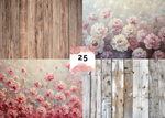 The rustic flower collection 25 - 4 in 1 design backdrop
This large 4 in one backdrop, measuring 60 inches in height and 84 inches in width, is segmented into four designs, with each individual section approximately 30 inches by 42 inches