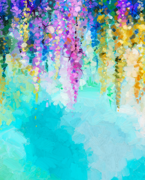 Spring vivid Aqua,blues & lilac, lemon and pinks hand painted backdrop 06 photographers backdrop