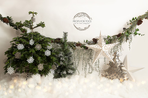 festive green, white and silver Christmas backdrop 9058 .. this is available with no floor, just the wall in landscape design as seen here 
 festive green, white and silver Christmas backdrop 9058 .. this is available with no floor, just the wall in landscape design as seen here