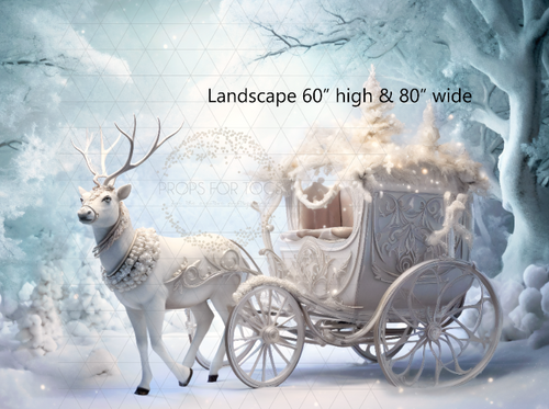 Christmas backdrop with a magical carriage 