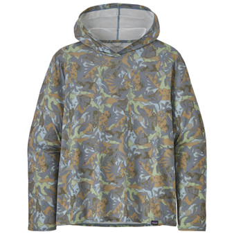 Patagonia Capilene Cool Daily Graphic Hoody Relaxed Fit Lands And Waters Light Plume Grey Image 1