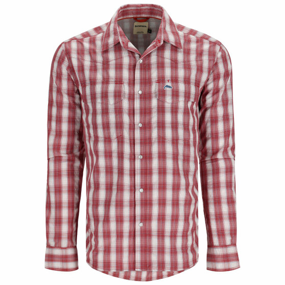 Simms Big Sky LS Shirt Cutty Red Bright Blue Plaid Image 1