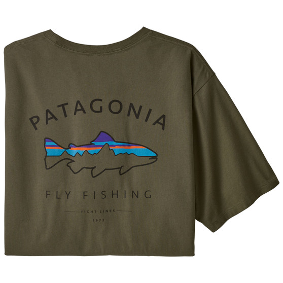 Patagonia Framed Fitz Roy Trout Organic Cotton SS T Shirt Basin Green Image 1