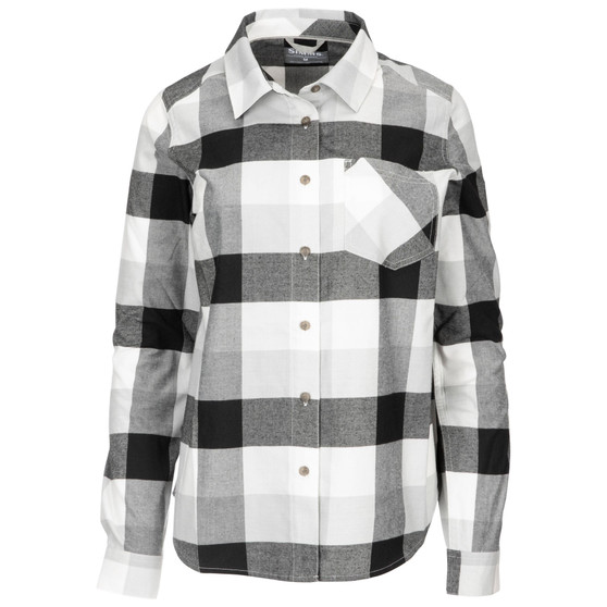 Simms Womens Sunset LS Flannel Grey Heather Buffalo Plaid Image 1