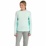 Simms Womens Solarflex Crew LS Sea Breeze Wave Print Gulf Blue Image 2