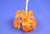 1" Orange Organza Flowers with Acrylic Leaves and Rhinestone - Pack of 72 Pieces