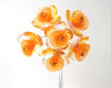 1" Orange Organza Flowers with Acrylic Leaves and Rhinestone - Pack of 72 Pieces