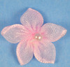 3/4" Pink Organza Star Flowers with Pearl - Pack of 144 Pieces