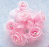 1 3/4" Pink Organza Flowers with Rhinestone - Pack of 72