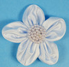 2.5" Light Blue Satin Flowers with Pearl - Pack of 12