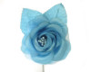 2.5" Turquoise Silk Single Rose Flowers - Pack of 12