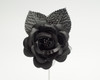 2.5" Black Silk Single Rose Flowers - Pack of 12