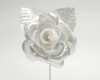 2.5" Silver Silk Single Rose Flowers - Pack of 12