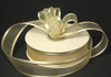 3/8"x25 yards Ivory Organza Satin Edge with Gold Trim Gift Ribbon - Pack of 15 Rolls