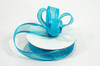 3/8"x25 yards Turquoise Organza Satin Edge with Gold Trim Gift Ribbon - Pack of 15 Rolls