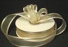 5/8"x25 yards Ivory Organza Satin Edge with Gold Trim Gift Ribbon - Pack of 10 Rolls