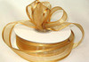5/8"x25 yards Old Gold Organza Satin Edge with Gold Trim Gift Ribbon - Pack of 10 Rolls