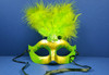 7" Apple Green with Gold Accents Mardi Gras Glitter Feather Masquerade Masks - Pack of 12