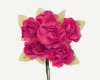 1" Fuchsia Big Rose with Leaf Paper Craft Flowers - Pack of 72