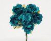1" Turquoise Big Rose with Leaf Paper Craft Flowers - Pack of 72