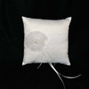 Ivory Lace Wedding Ring Pillow with Rhinestone Organza Flower