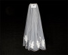 30" Long White One-Tier Bridal Wedding Embroidered Veils 3