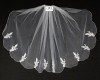 30" Long White One-Tier Bridal Wedding Embroidered Veils 3