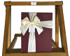 8" Burgundy/Ivory Paper Gift Box with Ribbon - Pack of 6