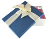 8" Navy/White  Paper Gift Box with Ribbon - Pack of 6