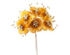 1.5" Gold Organza Flowers with Rhinestones - Pack of 72