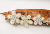 10" Floral Ivory Pearl Bridal Hair Band with Rhinestones