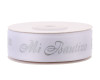 7/8" x 25 Yards Silver "Mi Bautizo" Printed Satin Ribbon for Baptism Favors - Pack of 5 Rolls