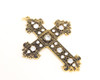 Gold Antique Metal Cross Pendants with Rhinestones - Pack of 12 Pieces