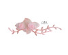 7" Pink Organza Patch Flower with Leaves - Pack of 12