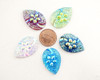 28mm x 17mm Turquoise Irisdescent Resin Sew On Flower Button - Pack of 100 Pieces