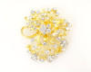 1.5" x 2" Gold Floral Fashion Rhinestone Brooch Pin - Pack of 12