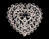 2 3/4" Silver Heart Shaped Brooch Pin with Iridescent Rhinestone Center - Pack of 12