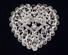 2 3/4" Silver Heart Shaped Brooch Pin with Iridescent Rhinestone Center - Pack of 12