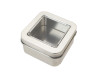 2"  Silver Windowed Square Candy Tin Can  - Pack of 12