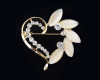 1 3/4" Gold Heart-Shaped Resin Rhinestone Brooch Pin  - Pack of 12