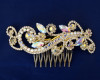 4.5" Gold AB Crystal Bridal Hair Comb with Rhinestones