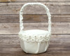 Ivory  Rose Flower Wedding Satin Flower Girl Basket