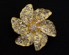 2.5" Gold Floral Rhinestone Fashion Brooch Pin  - Pack of 12