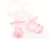 2 3/4" Pink Transparent Acrylic Diamond Faceted Pacifiers - Pack of 20