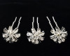 Silver Bridal Metallic Rhinestone Flower Hair Pin - Pack of 72 Bobby Pins