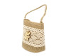 3" Rustic Burlap Lace Favor Purse with Wooden Flower - Pack of 12  Bags