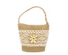 3" Rustic Burlap Lace Favor Purse with Wooden Flower - Pack of 12  Bags