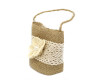 3" Rustic Burlap Lace Favor Purse with Cotton Flower Accent - Pack of 12  Bags