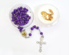 19" Purple Boy's First Communion Scented Wood Rosary Favors - Pack of 12